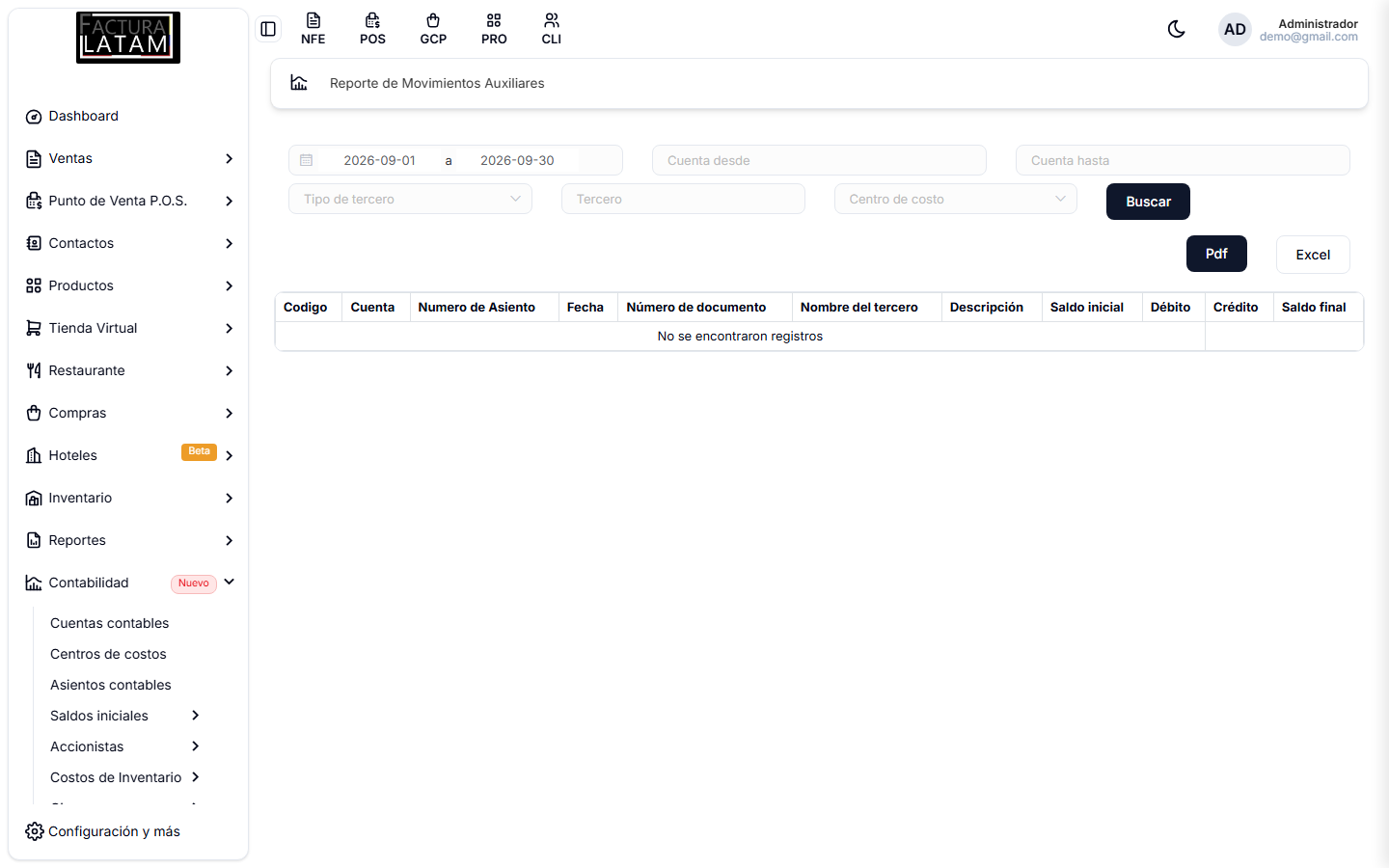 Reporte de Movimiento auxiliar